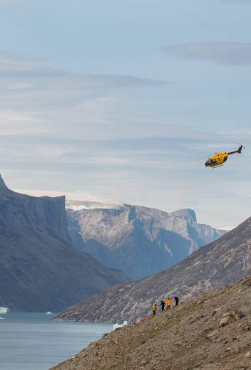 Heli Hiking in Arctic Landscape