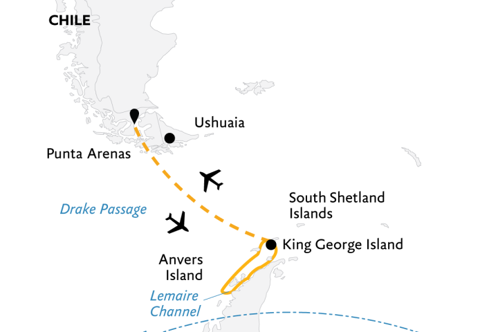 Antarctic Express: Fly the Drake (Itinerary Map)