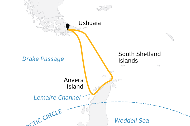 Antarctic Explorer Discover 7th Continent route map