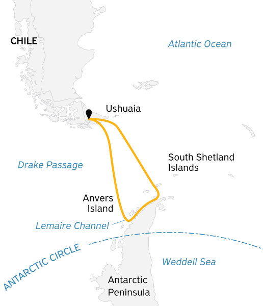 Antarctic Explorer Discover 7th Continent route map