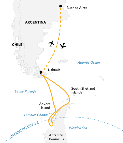 Antarctica by Helicopter: Crossing the Circle and the Peninsula