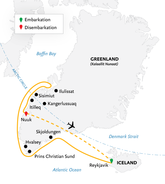 Southeast to West Greenland: Glaciers, Fjords and Viking History