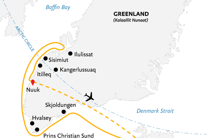 Southeast to West Greenland: Glaciers, Fjords and Viking History