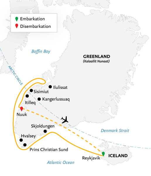 Southeast to West Greenland: Glaciers, Fjords and Viking History