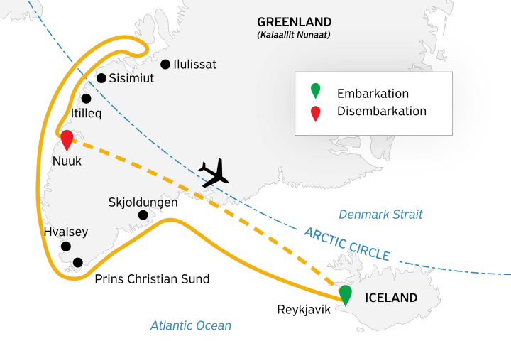 Southeast to West Greenland: Glaciers, Fjords and Viking History